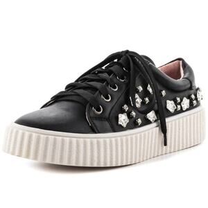 NIB Lauren Lorraine Pam Black Lace Up Sneakers With Rhinestones and Gems SZ 7